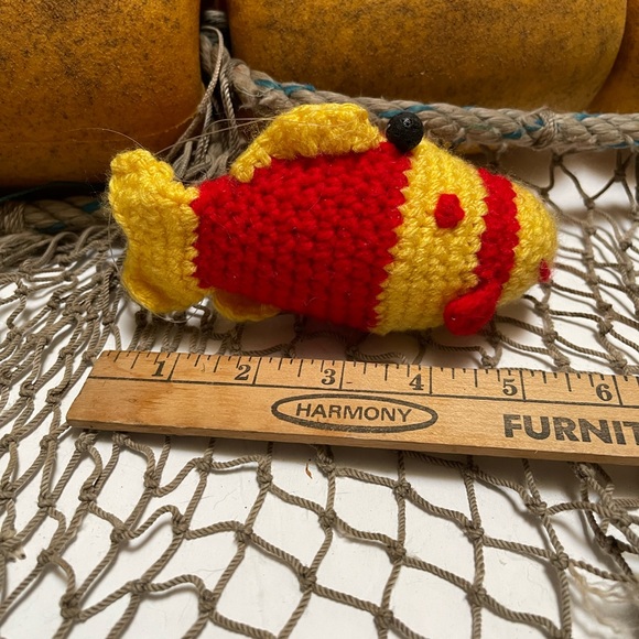 Crochet  Small Pink & Yellow Fish Lava Bead Essential Oil Diffuser Ornament SK - Picture 5 of 5